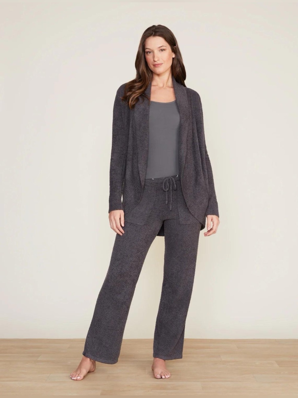 Barefoot Dreams CozyChic Lite Circle Cardigan Charcoal Medium